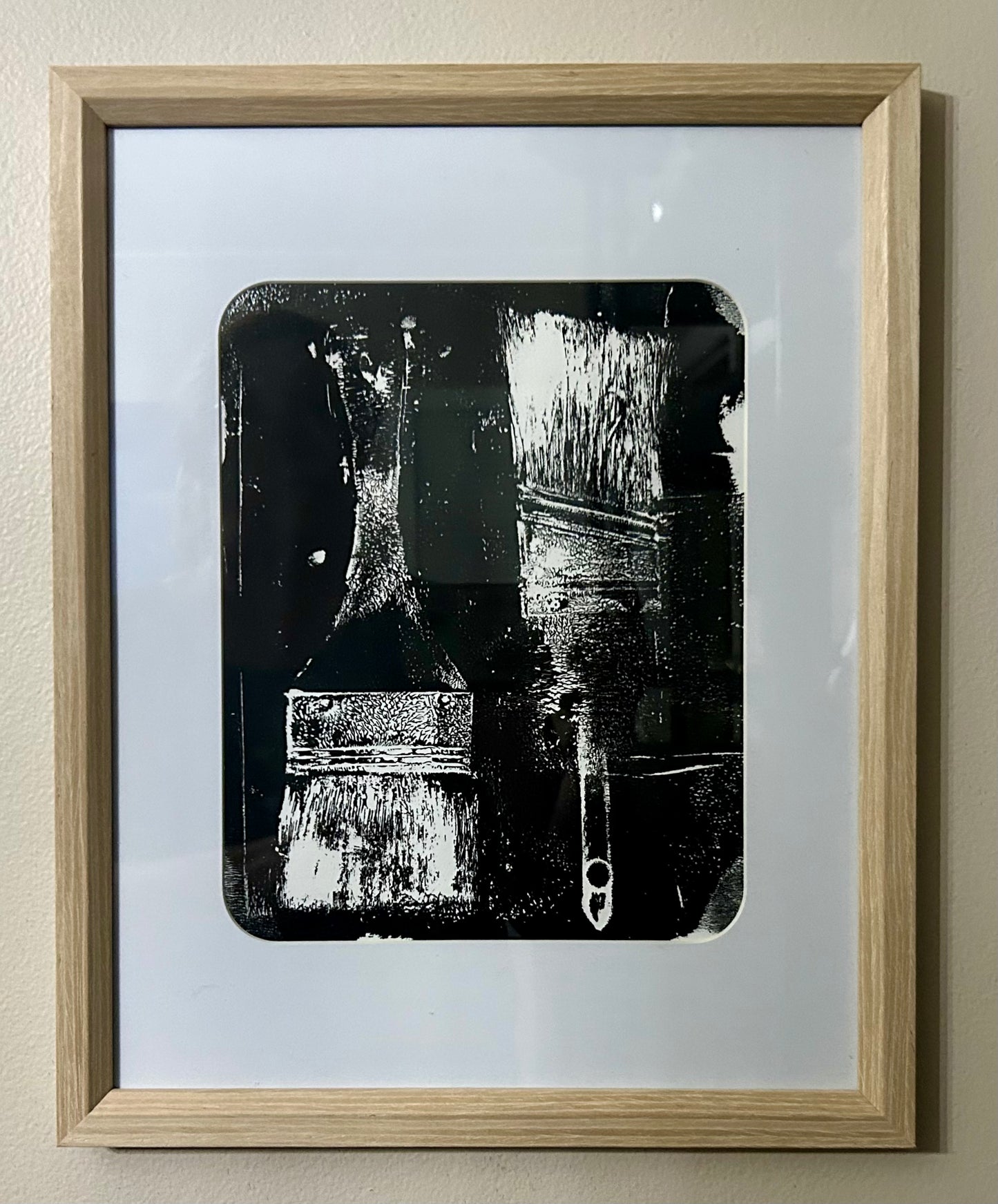 Paint Brushes - Original 8x10 Framed Gelli Print