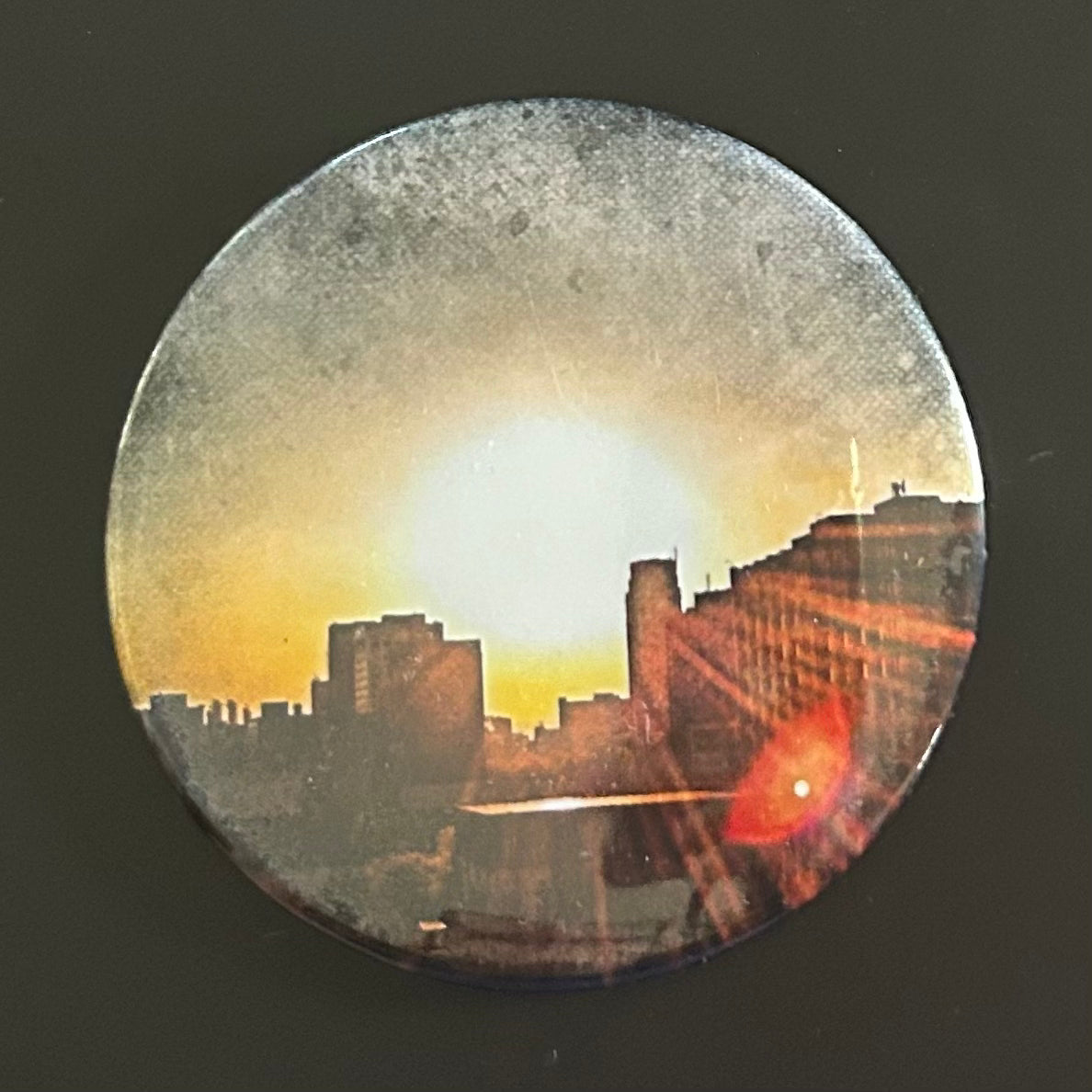 Button - Sunrise over Detroit Skyline
