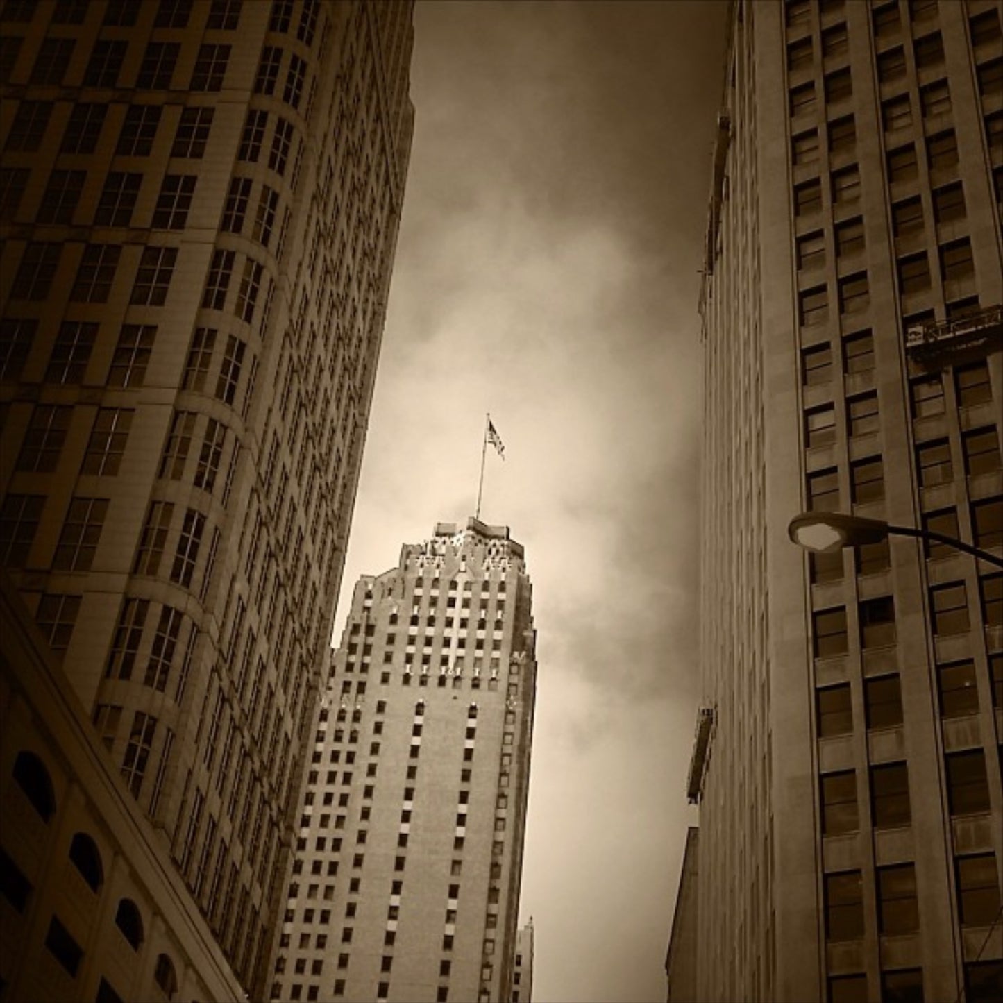 12x12 Skyscrapers in Sepia-Tone - Detroit MI