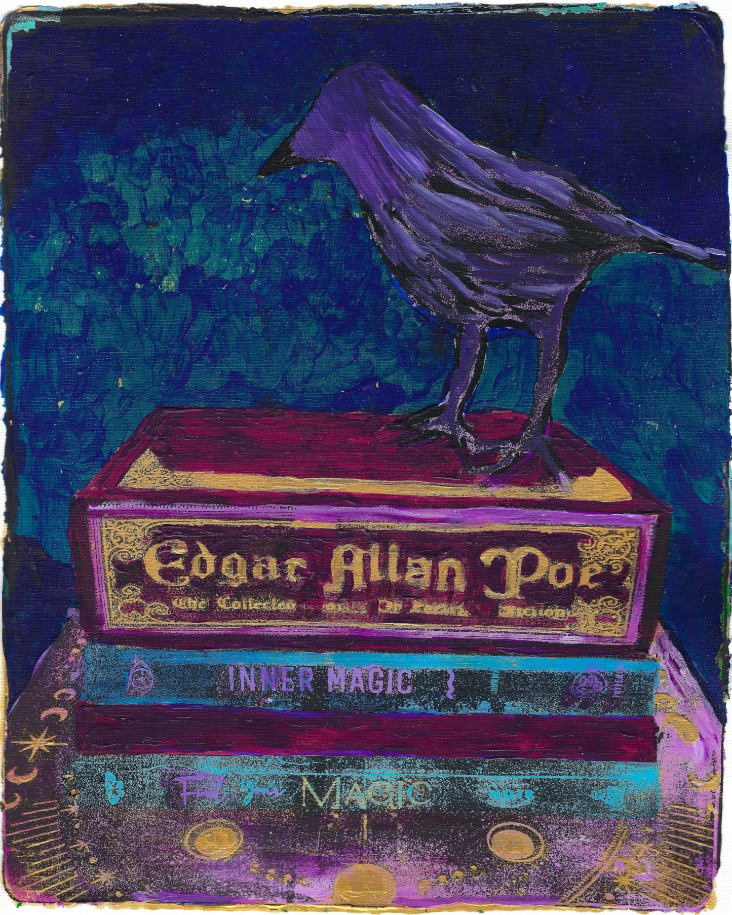 Poe and Raven 8x10 Gelli Print