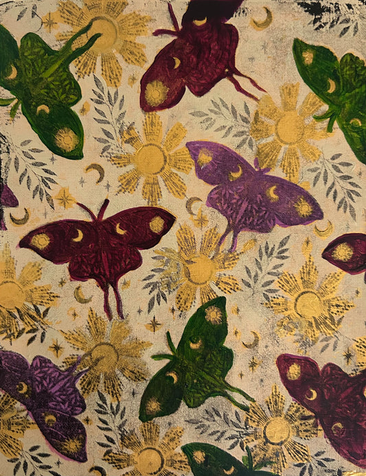 Moths 8x10 Gelli Print