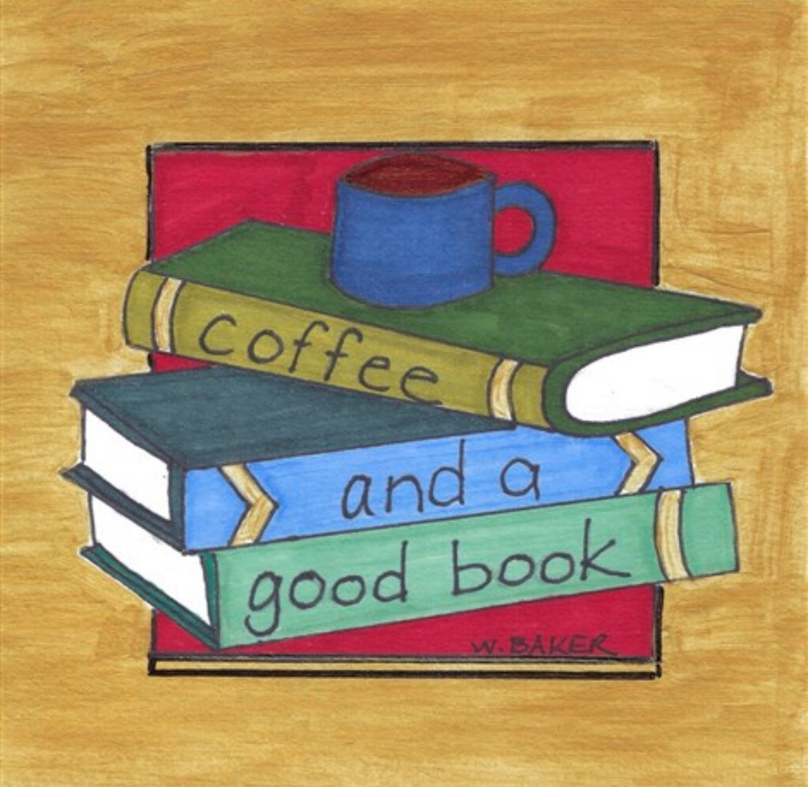 Coffee and a Good Book 5x5 Illustration Print