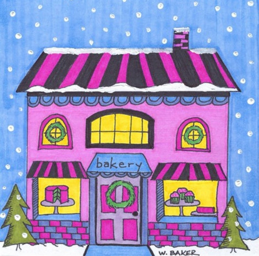 Christmas Bakery 5x5 Illustration Print