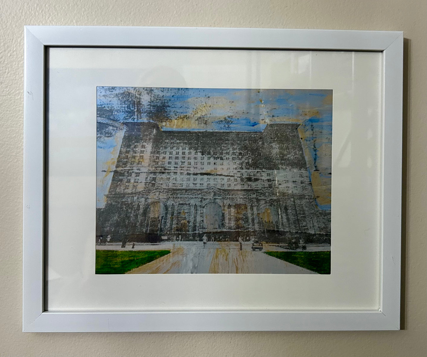 Michigan Central Station, Detroit MI - 8x10 Framed Gelli Prints (not original)