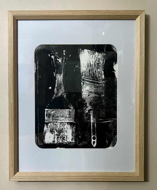 Paint Brushes - Original 8x10 Framed Gelli Print