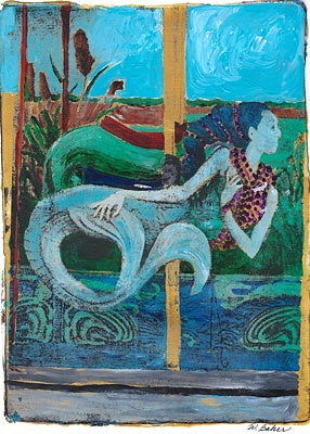 Mermaid, Cullen Family Carousel 5x7 Gelli Print