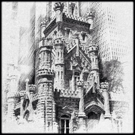 12x12 The Old Water Tower in Black and White - Chicago IL