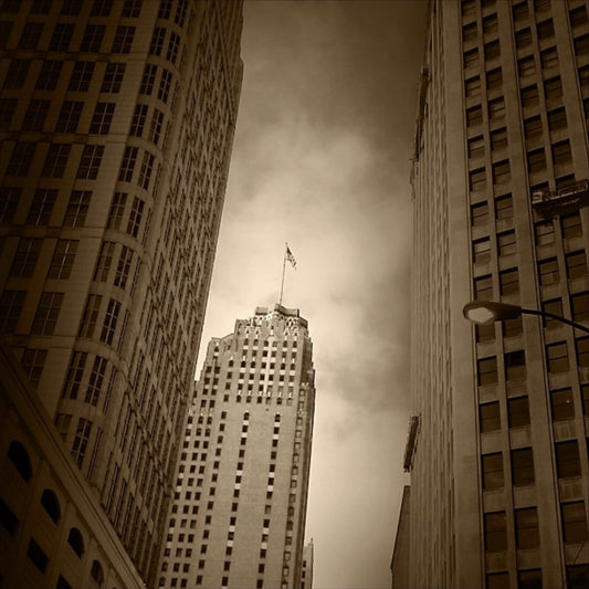12x12 Skyscrapers in Sepia-Tone - Detroit MI
